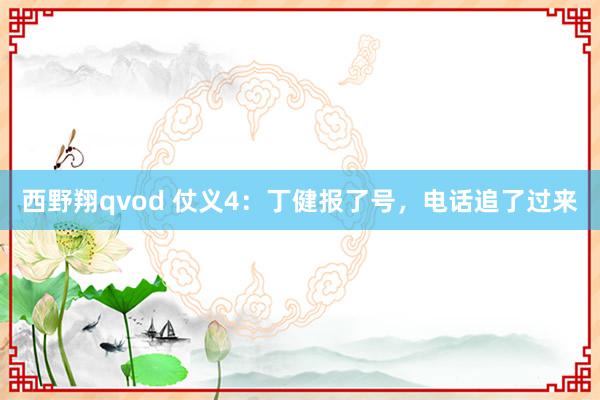 西野翔qvod 仗义4：丁健报了号，电话追了过来