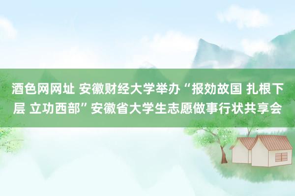 酒色网网址 安徽财经大学举办“报効故国 扎根下层 立功西部”安徽省大学生志愿做事行状共享会