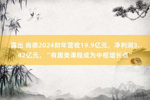 露出 尚德2024财年营收19.9亿元,净利润3.42亿元,“有趣类课程成为中枢增长点”