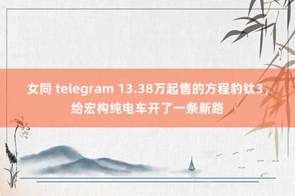 女同 telegram 13.38万起售的方程豹钛3，给宏构纯电车开了一条新路