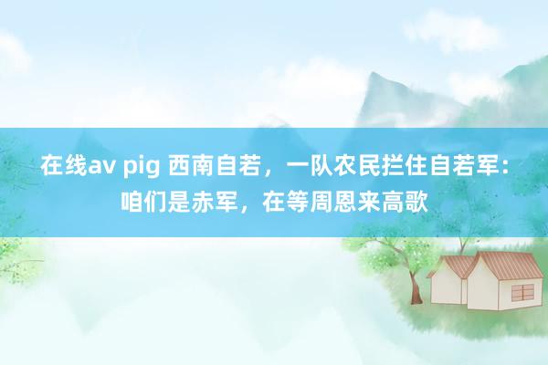 在线av pig 西南自若,一队农民拦住自若军:咱们是赤军,在等周恩来高歌